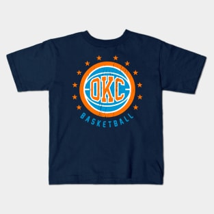 OKC Basketball Vintage Distressed Kids T-Shirt